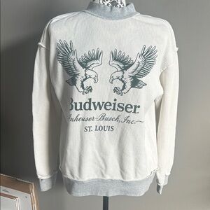 Pacific Sun Budweiser Cream and Gray Crewneck Sweatshirt